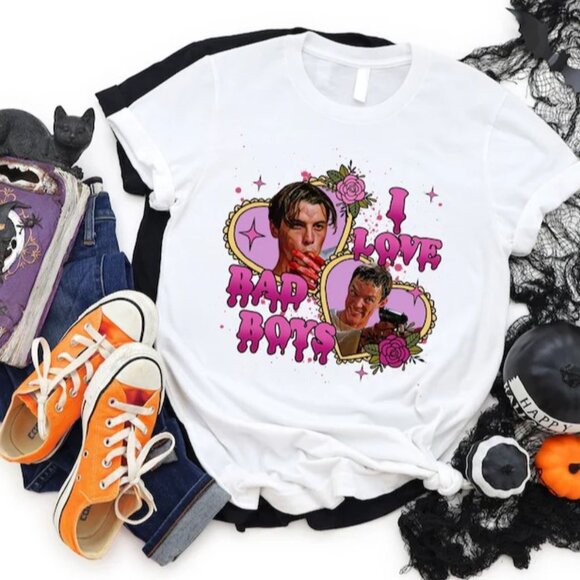 I love Bad Boys Scream T-Shirt, Billy Loomis Stu Macher Favorite Scary Movie - Picture 1 of 1